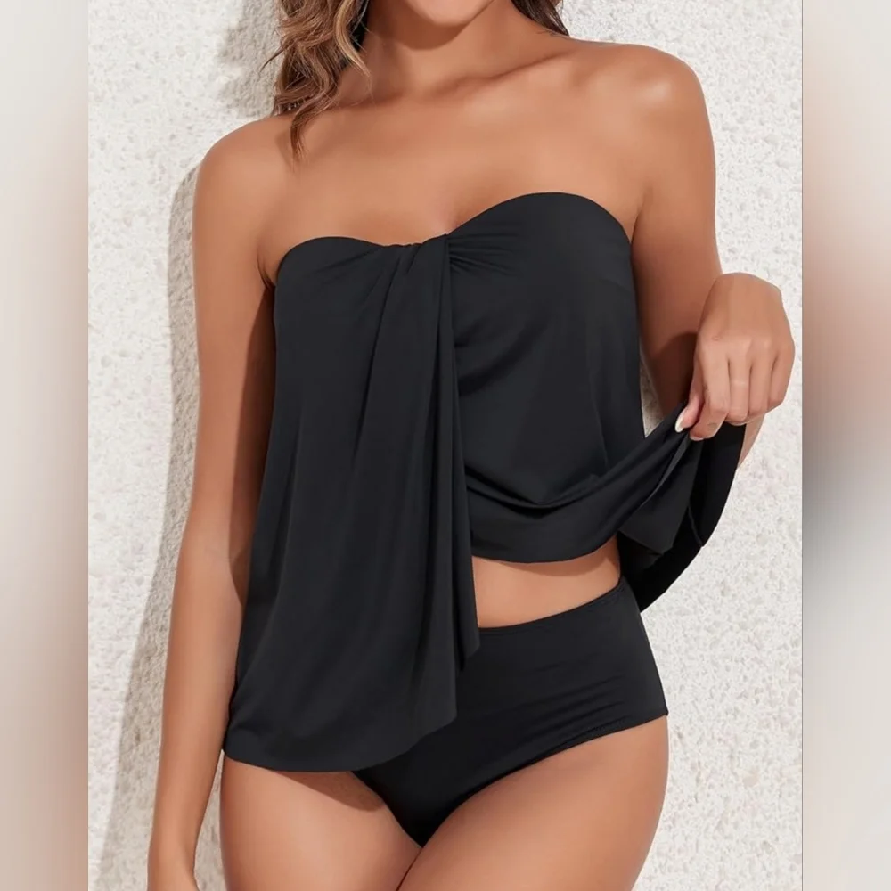 New with tags! Tempt Me Womens Medium black halter tankini swim suit